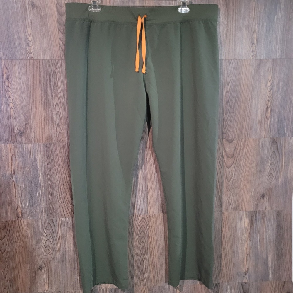 FIGS Livingston Straight Leg Scrub Pants XXL x 30 Green Elastic Waist Minimalist